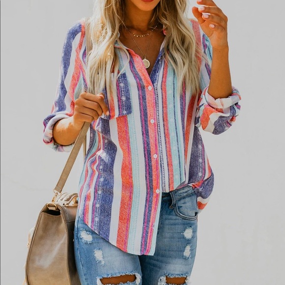 Tops - Boyfriend Striped Shirt